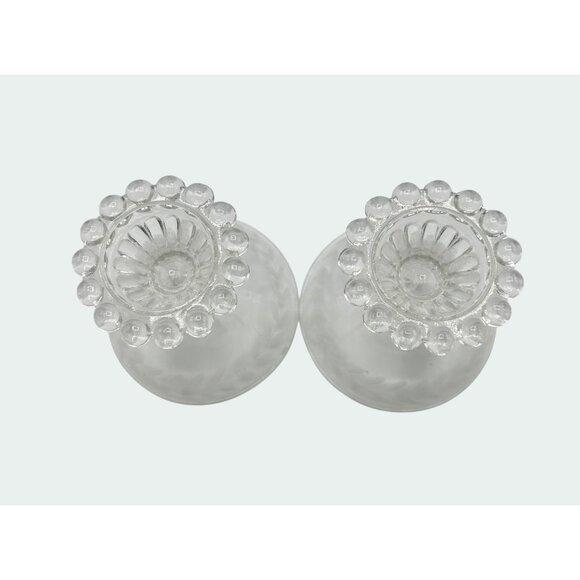 SET OF 2 VINTAGE ANCHOR HOCKING LAUREL ETCHED BOOPIE GLASS SHERBET DISHES - Picture 4 of 7